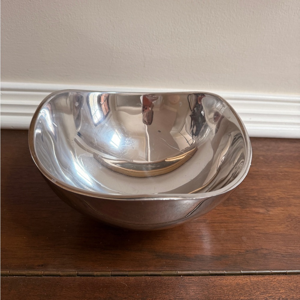 Nambe 527 9” Tri-corner Bowl Three Sided Polished Aluminum Alloy Art Decor Bowl